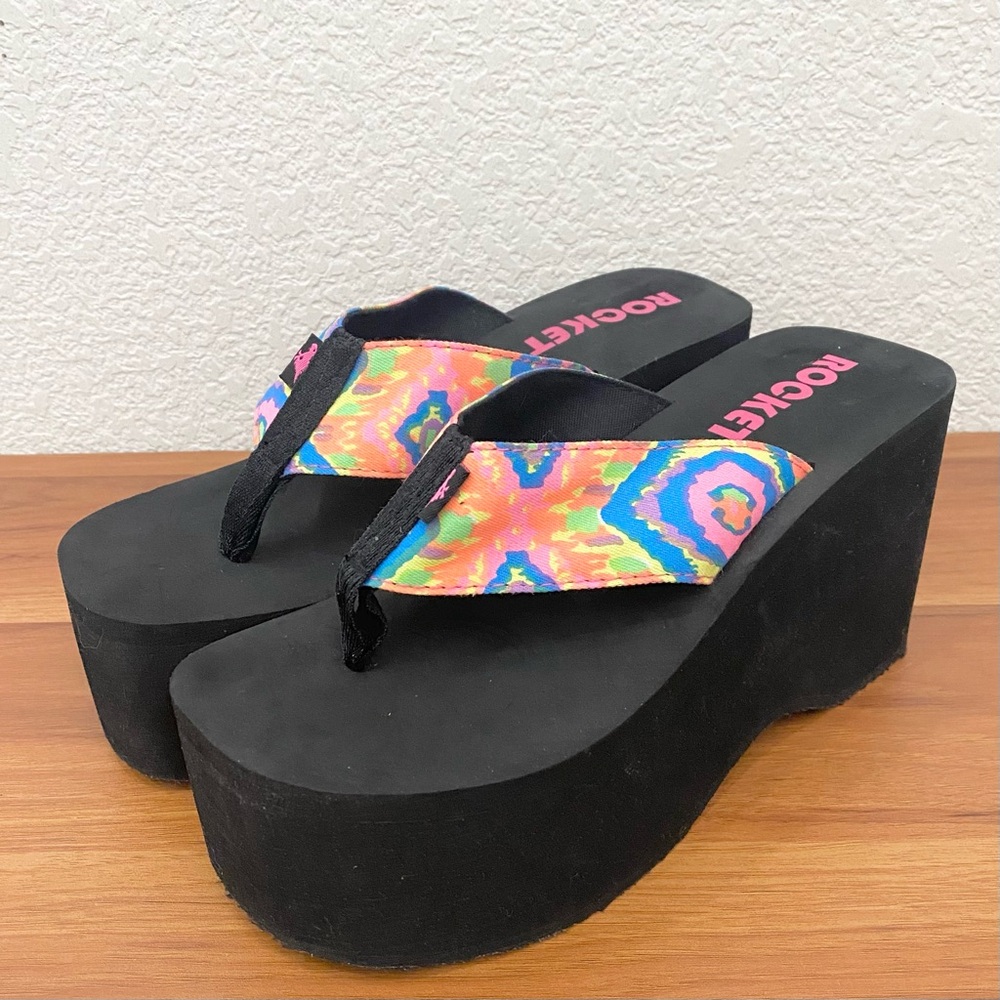 Rocketdog Rainbow Multicolored Platform Wedge Fli… - image 2